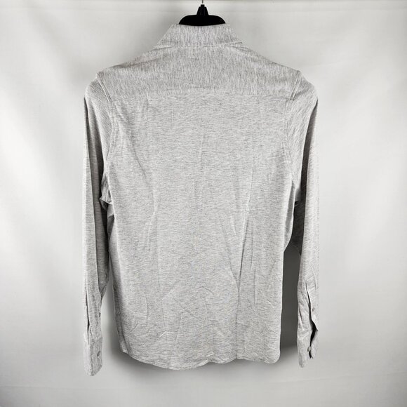 Report Collection Men Medium Light Gray Lux Knit 4-Way Stretch L/S Button Up NWT - Picture 2 of 9